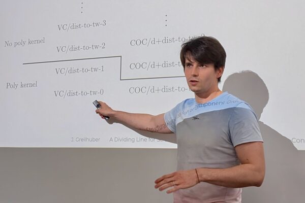 Jakob Greilhuber gave a talk on the problem of deleting a small set of vertices to make every component small at the Discrete Math Seminar
