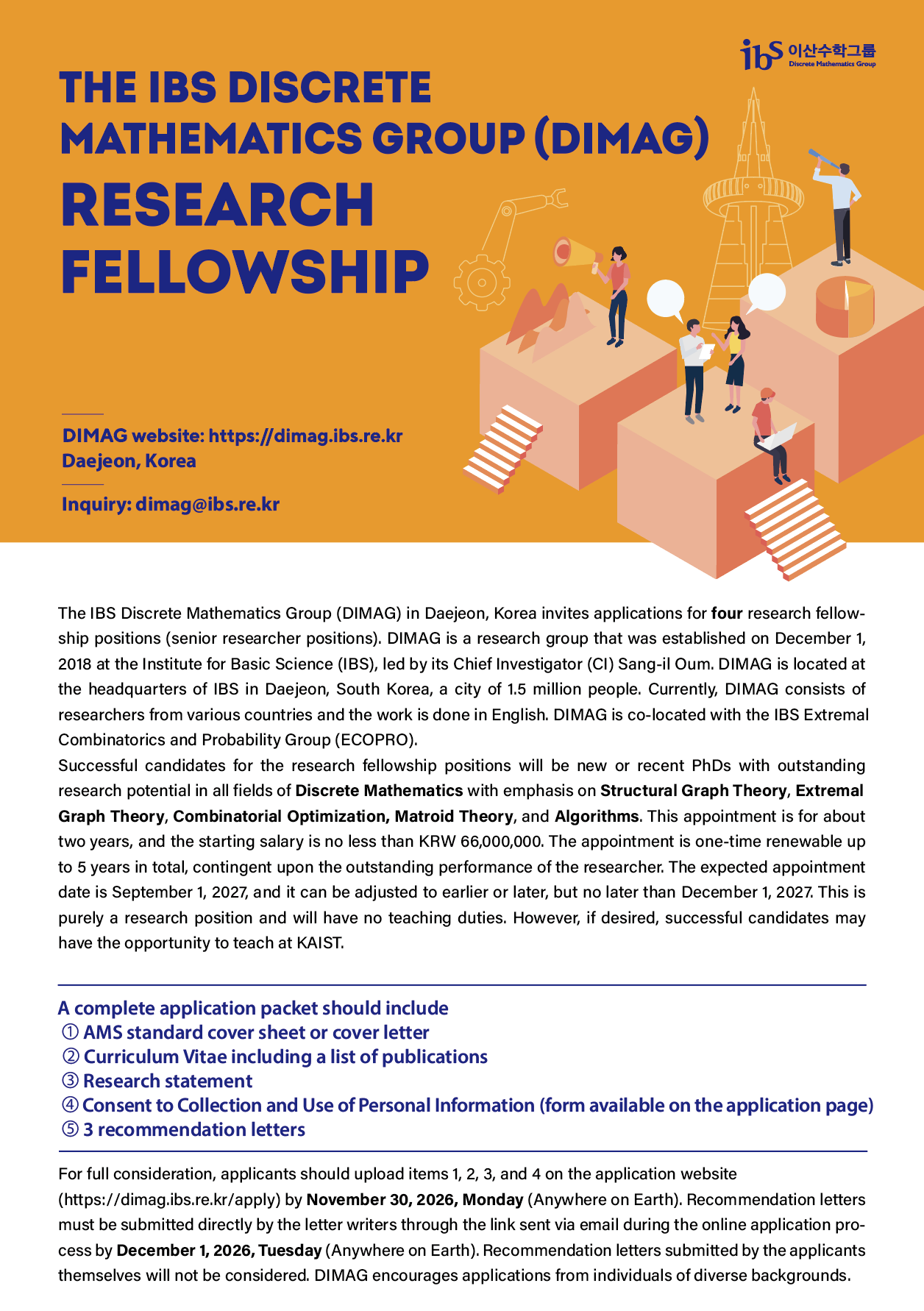 IBS DIMAG Research Fellowship recruitment poster